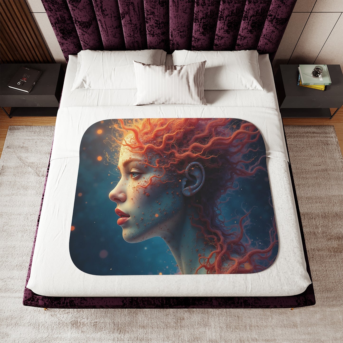 OKENNADA "Fiery Spirit" Sherpa Blanket Home Decor