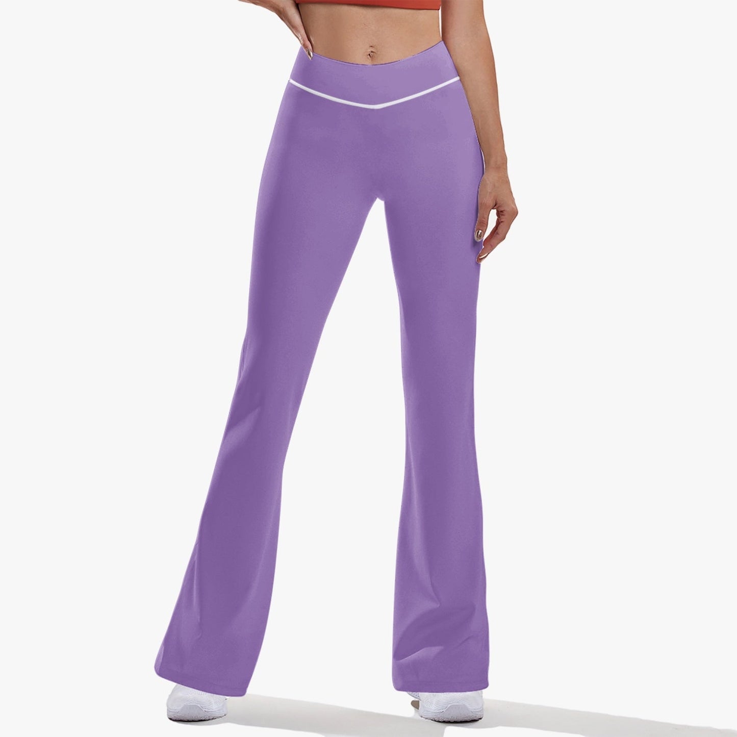 OKENNADA "Retro Wave" High-Rise Bell-Bottom Yoga Pants New Arrival XS White Lavender Mist