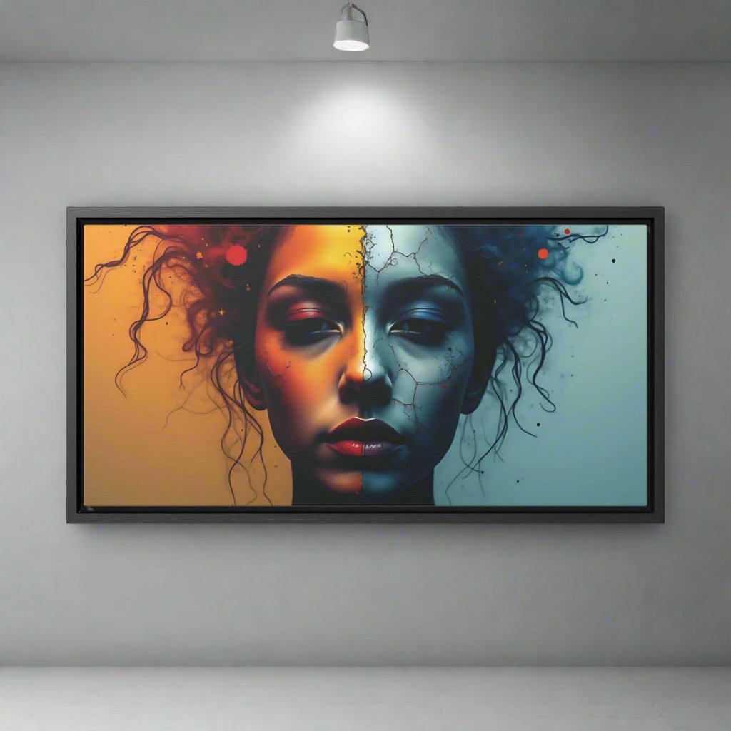 OKENNADA "Fractured Reality" Gallery Canvas Canvas 20″ x 10″ Black 1.25"