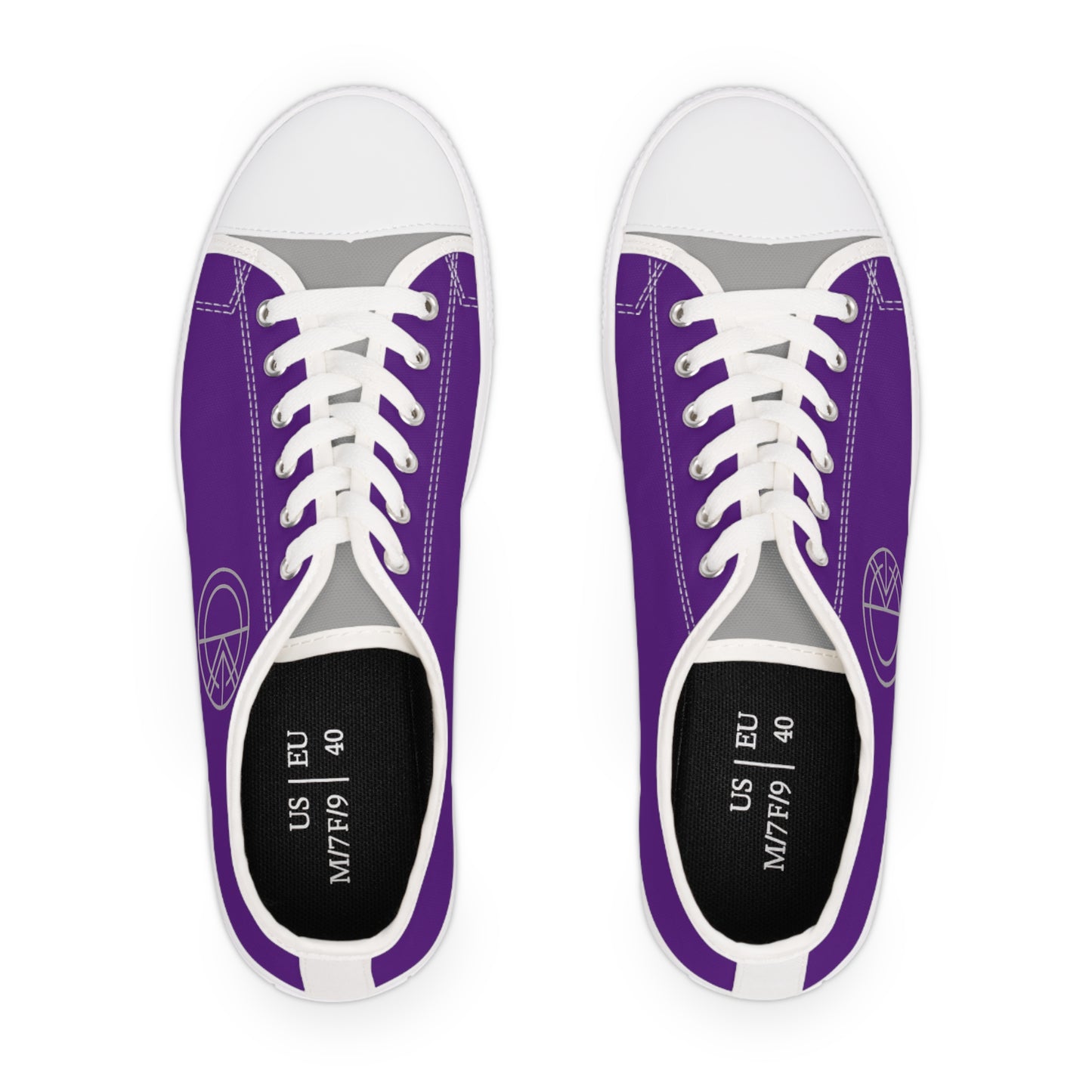 OKENNADA "Two Worlds" Women's Low Top Sneakers (Purple/Gray) Shoes