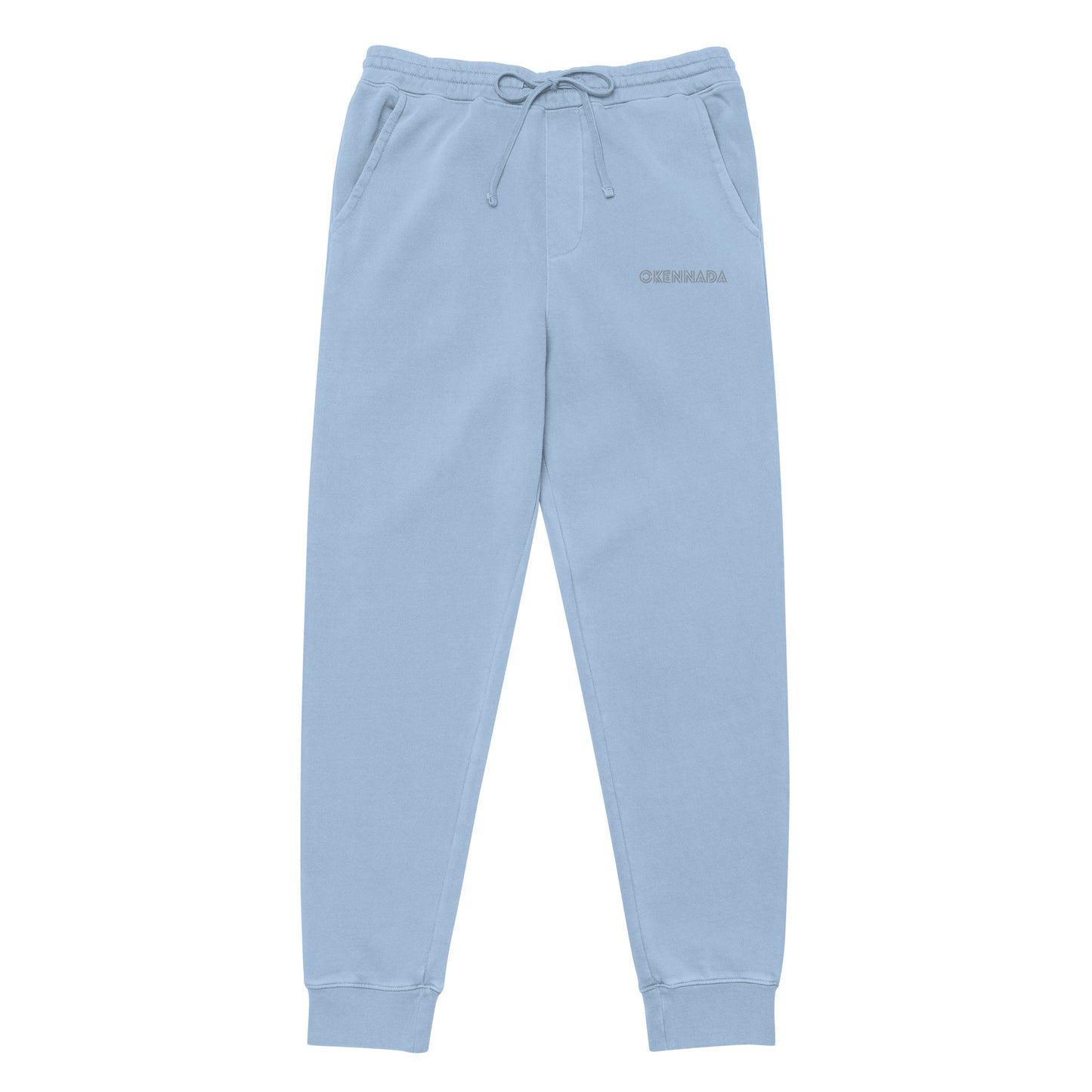 OKENNADA "Signature Style" Premium Embroidered Pigment-Dyed Sweatpants Pigment Light Blue S