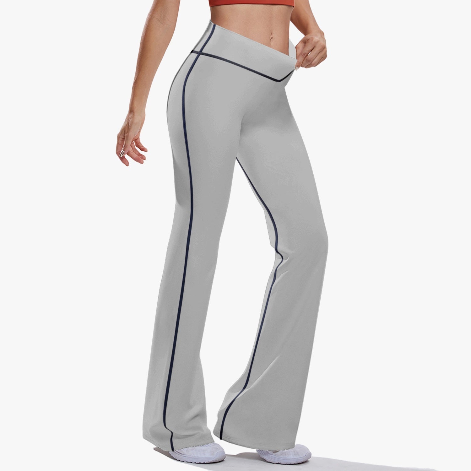 OKENNADA "Retro Wave" High-Rise Bell-Bottom Yoga Pants New Arrival   