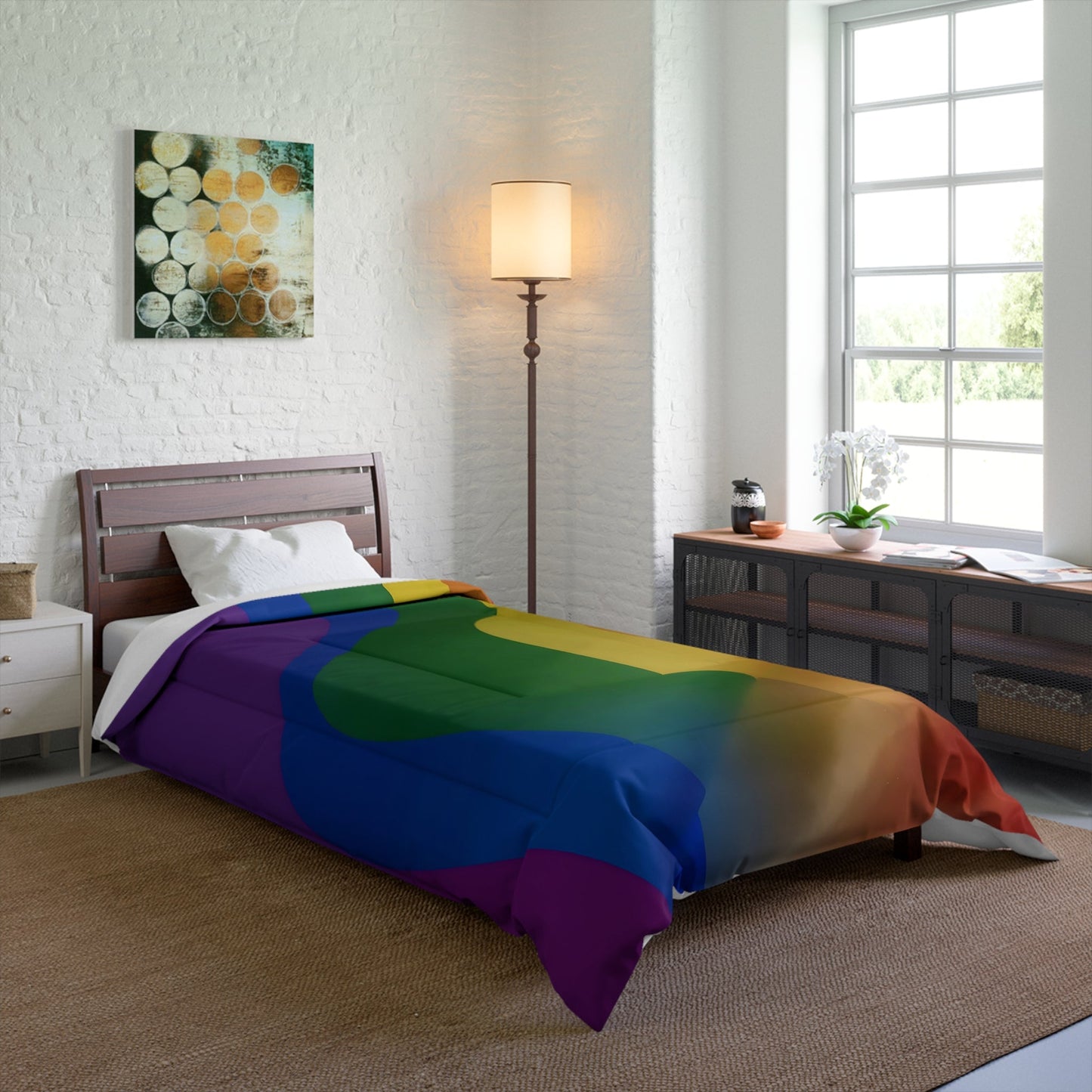 OKENNADA "Dreamscape" Comforter, Home Decor 68" x 92" Pride Rainbow 