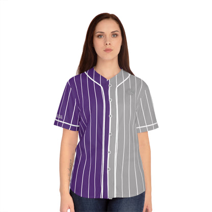 OKENNADA "Two Worlds" Women's Baseball Jersey All Over Prints M Purple/Gray White