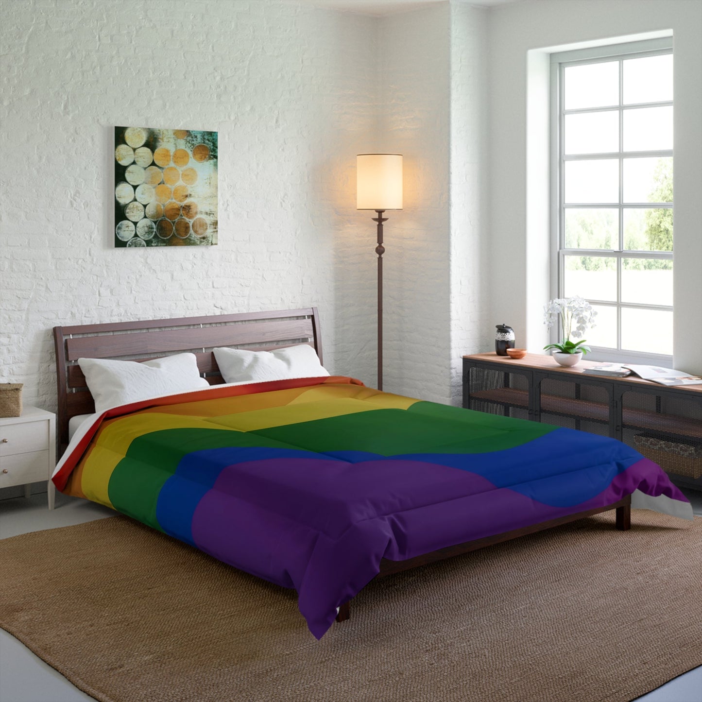 OKENNADA "Dreamscape" Comforter, Home Decor 88" x 92" Pride Rainbow 
