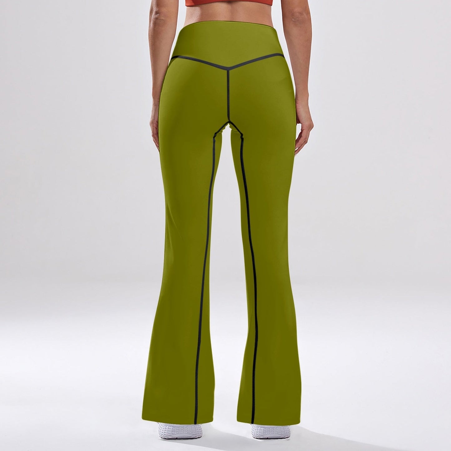 OKENNADA "Retro Wave" High-Rise Bell-Bottom Yoga Pants New Arrival   