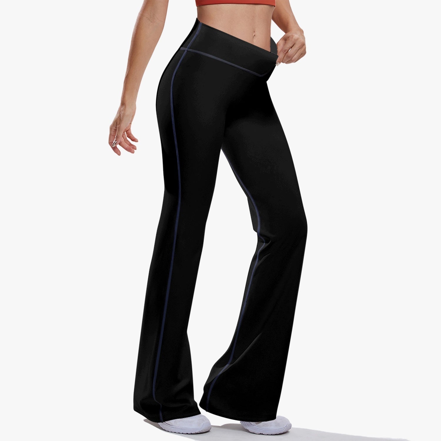 OKENNADA "Retro Wave" High-Rise Bell-Bottom Yoga Pants New Arrival   