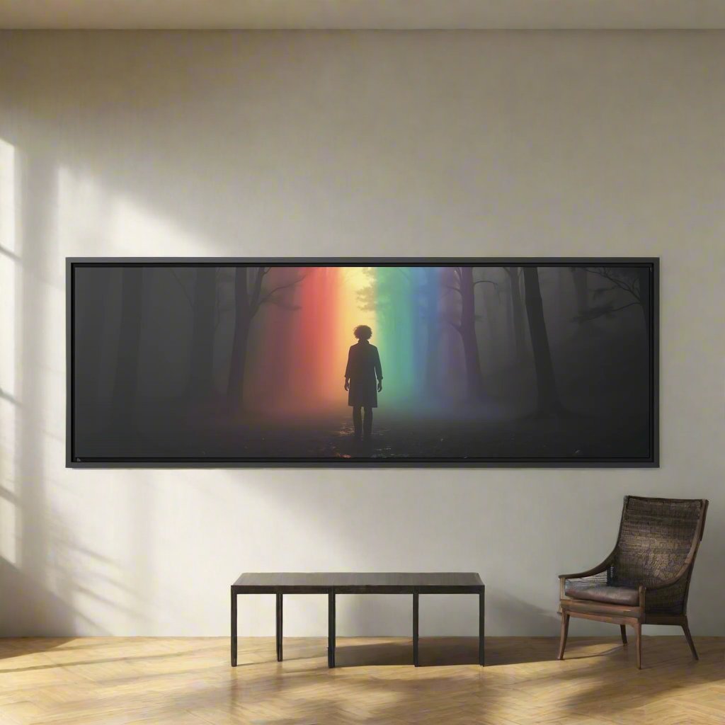 OKENNADA "Rainbow Pathways" Gallery Canvas Canvas 36"x 12" Black 1.25"
