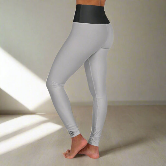 OKENNADA "Elevate" High Waisted Yoga Leggings All Over Prints XS Okennada Silver 