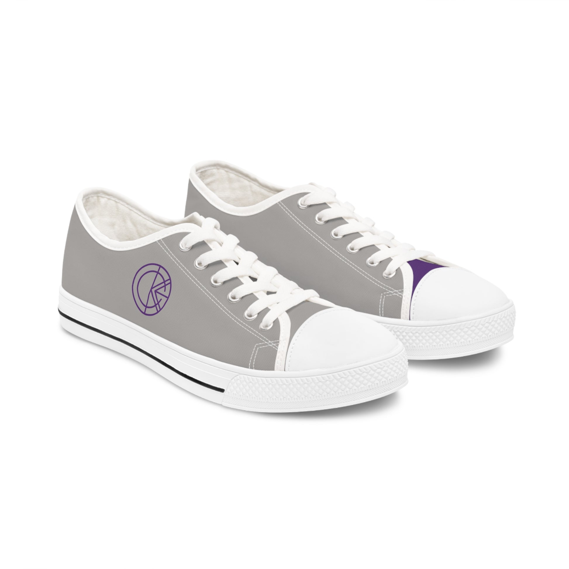 OKENNADA "Two Worlds Dyslexic" Special Edition Women's Low Top Sneakers (Limited time only) Shoes US 5.5 Purple/Gray 