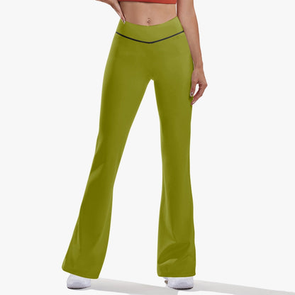 OKENNADA "Retro Wave" High-Rise Bell-Bottom Yoga Pants New Arrival XS Black Olive