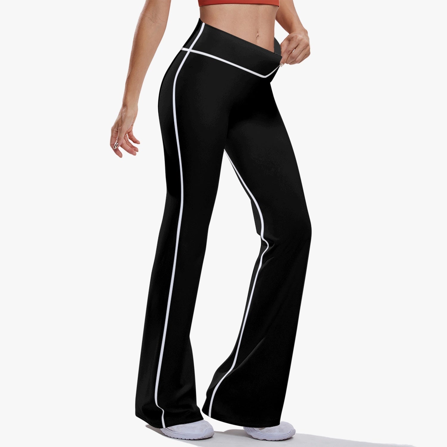 OKENNADA "Retro Wave" High-Rise Bell-Bottom Yoga Pants New Arrival   