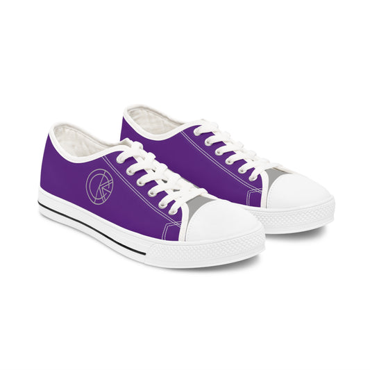 OKENNADA "Two Worlds" Women's Low Top Sneakers (Purple/Gray) Shoes US 5.5 Purple/Gray 