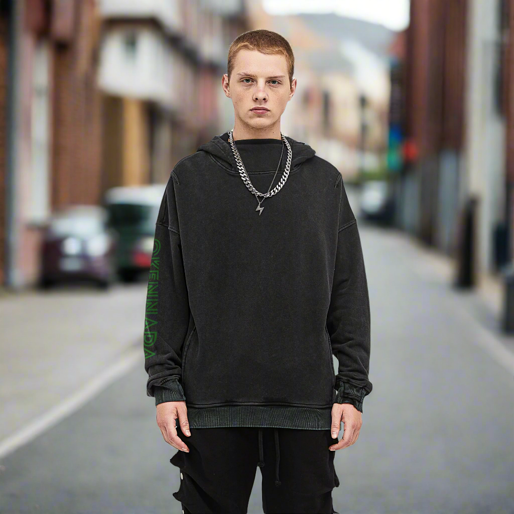 OKENNADA "Urban Explorer" Washed Turtleneck Hoodie    
