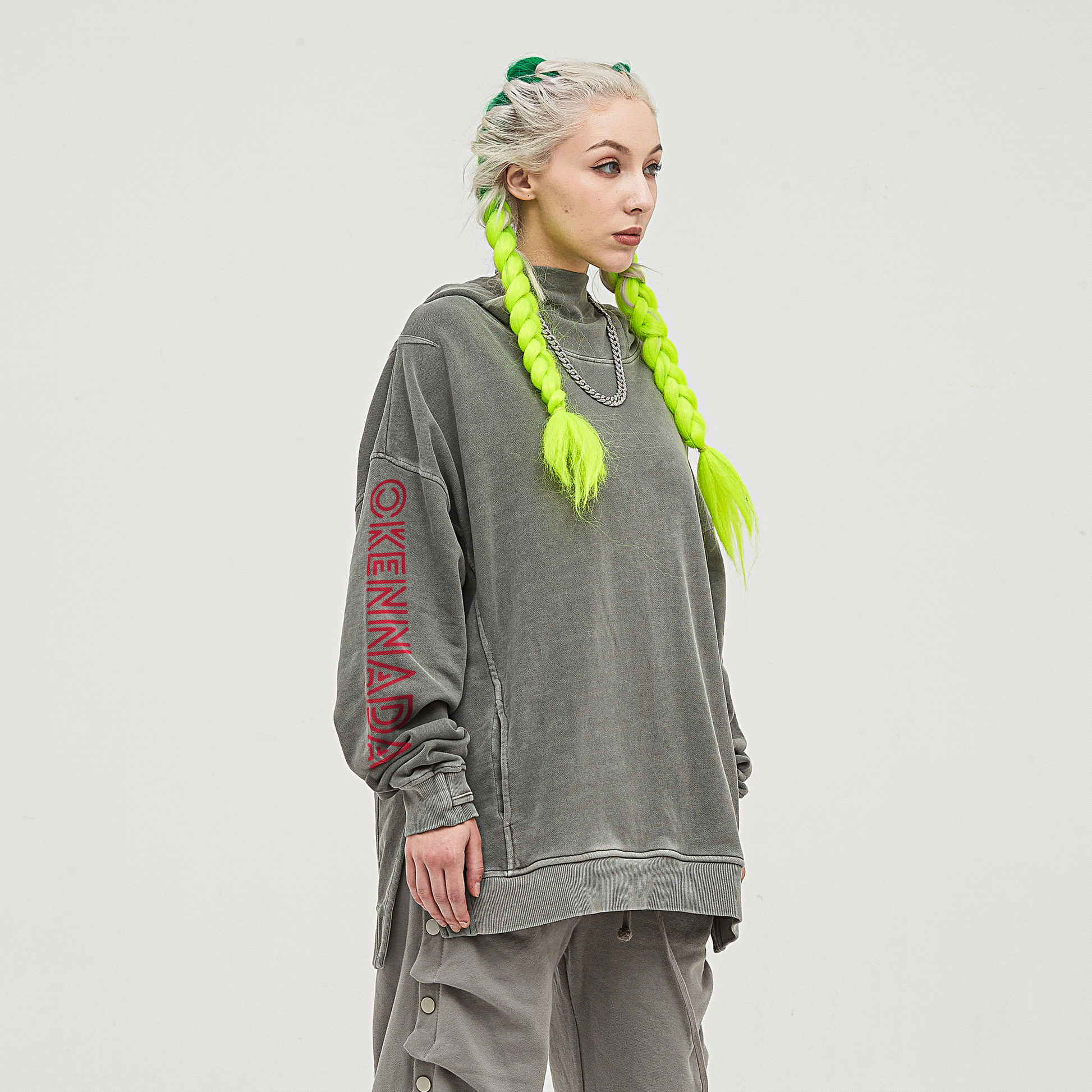 OKENNADA "Urban Explorer" Washed Turtleneck Hoodie    