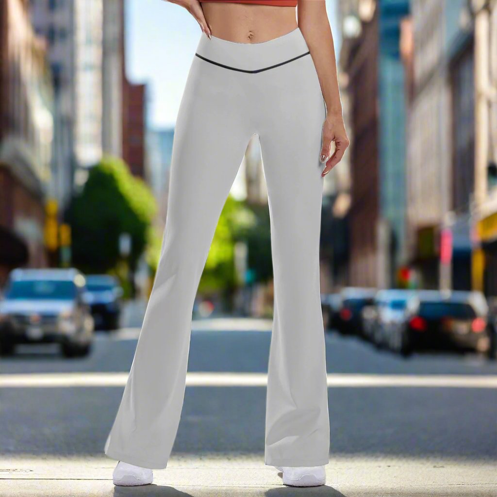 OKENNADA "Retro Wave" High-Rise Bell-Bottom Yoga Pants New Arrival XS Black Okennada Silver