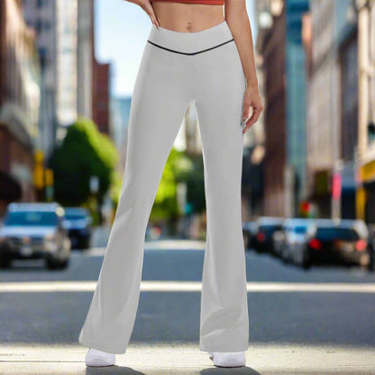 OKENNADA "Retro Wave" High-Rise Bell-Bottom Yoga Pants New Arrival XS Black Okennada Silver