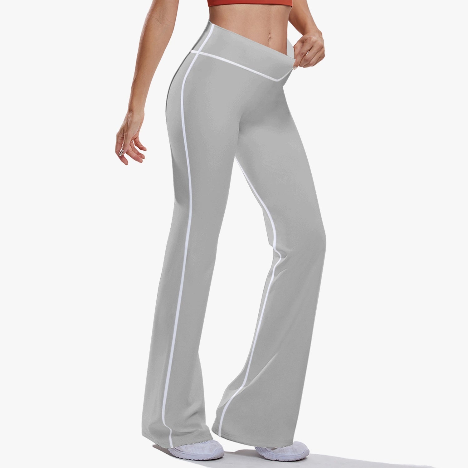OKENNADA "Retro Wave" High-Rise Bell-Bottom Yoga Pants New Arrival   