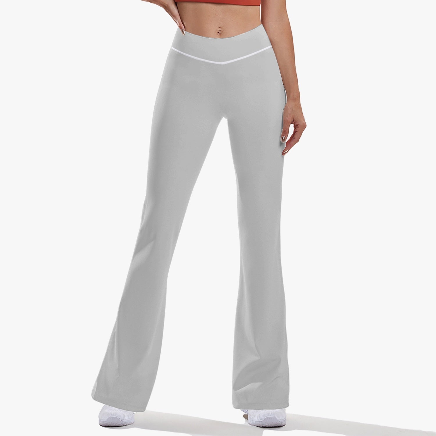 OKENNADA "Retro Wave" High-Rise Bell-Bottom Yoga Pants New Arrival XS White Okennada Silver