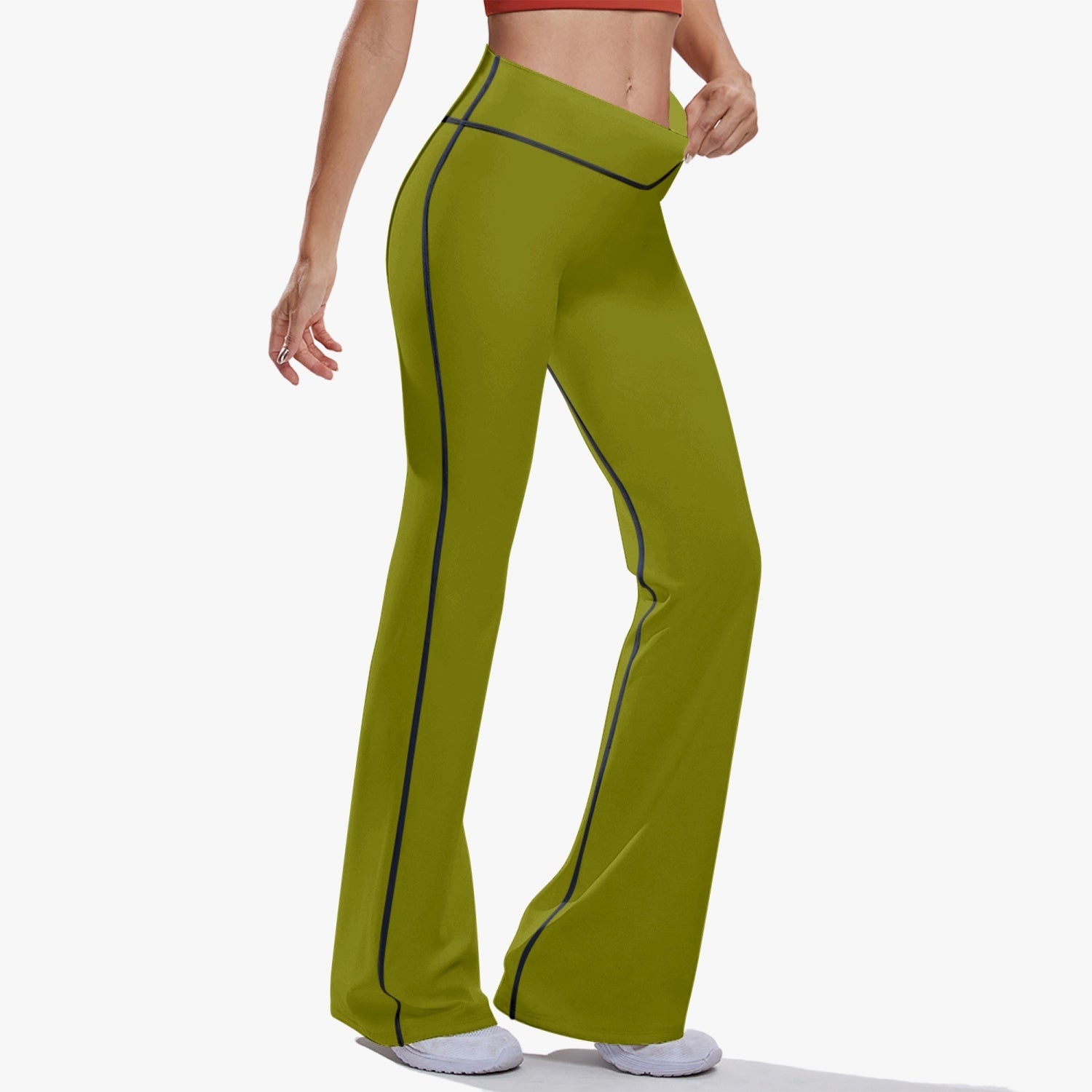 OKENNADA "Retro Wave" High-Rise Bell-Bottom Yoga Pants New Arrival   