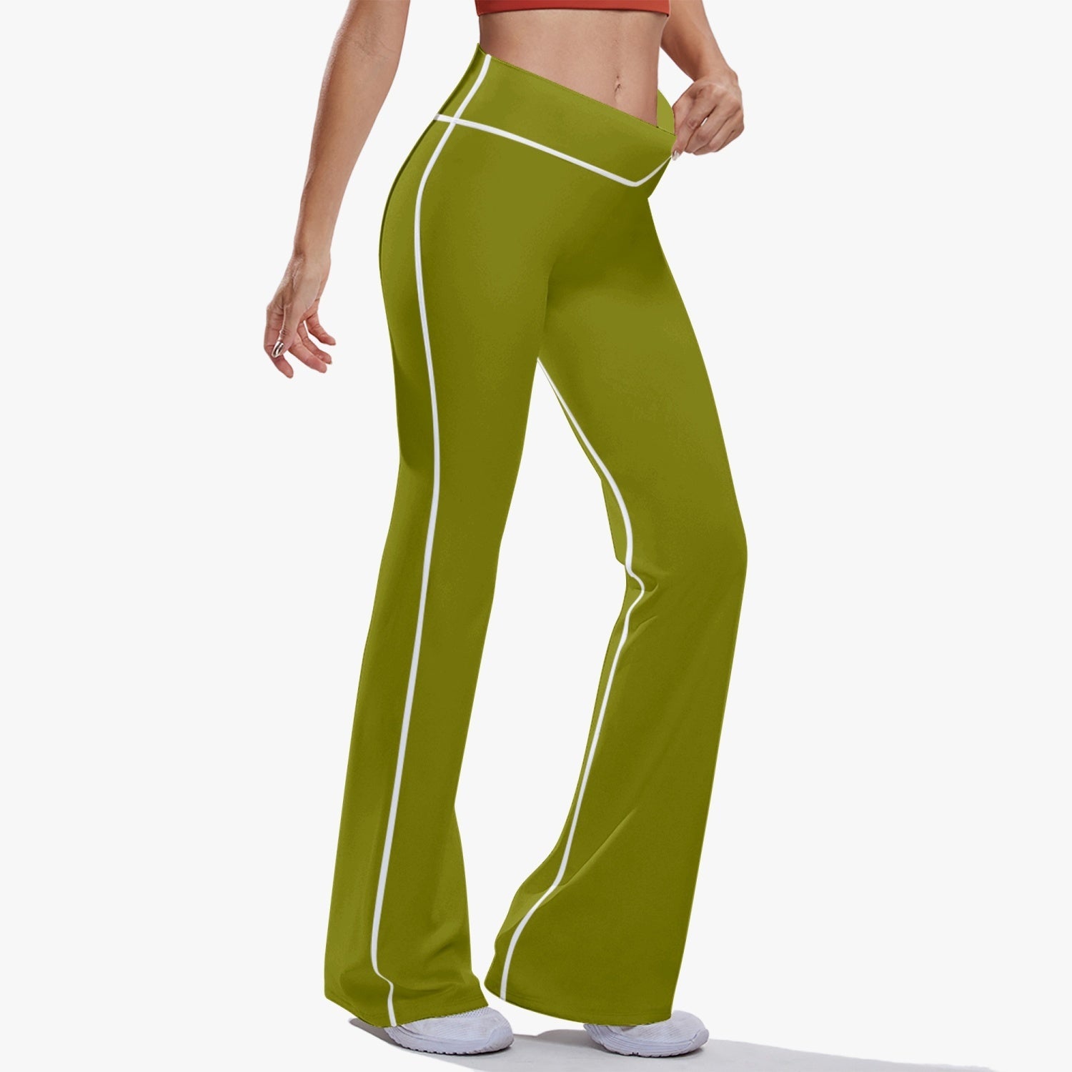 OKENNADA "Retro Wave" High-Rise Bell-Bottom Yoga Pants New Arrival   