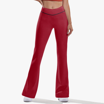 OKENNADA "Retro Wave" High-Rise Bell-Bottom Yoga Pants New Arrival XS Black Okennada Red
