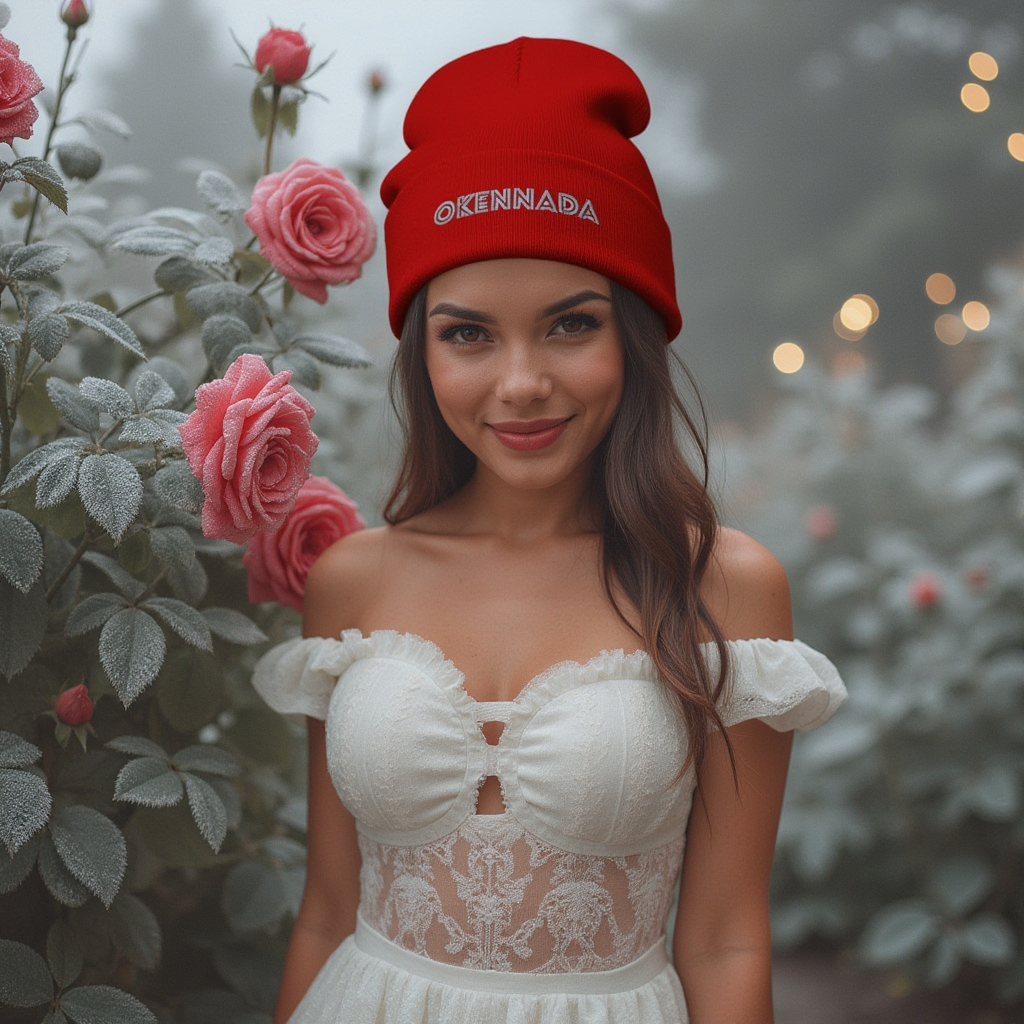 OKENNADA "Essential Edge" Women's Embroidered Knit Beanie Beanie