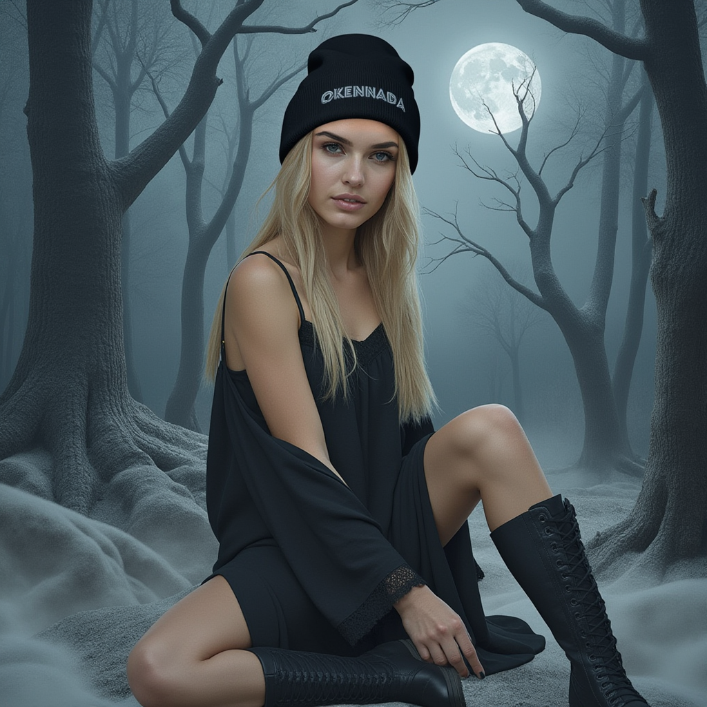 OKENNADA "Essential Edge" Women's Embroidered Knit Beanie Beanie