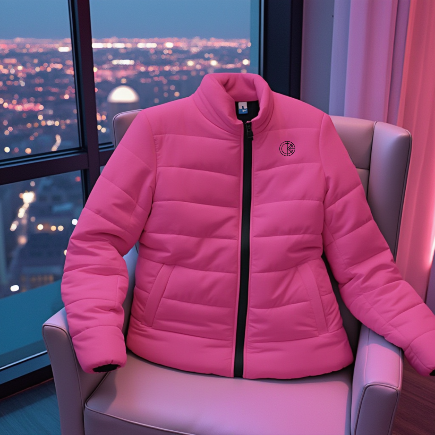OKENNADA "Boundless Breeze" Women's Puffer Jacket Jacket M Hot Pink