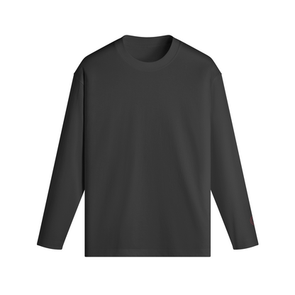 OKENNADA "Essential Layer" Crew Neck Long Sleeve T-shirt  Black S Red Print