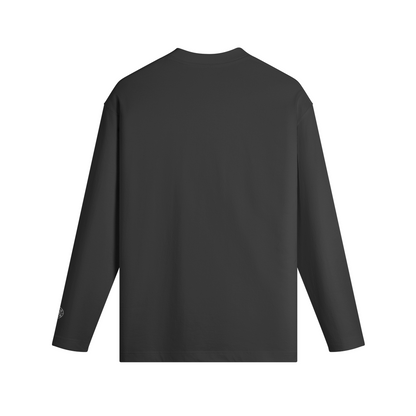 OKENNADA "Essential Layer" Crew Neck Long Sleeve T-shirt  Black XS Silver Print