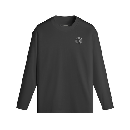 OKENNADA "Essential Layer" Crew Neck Long Sleeve T-shirt  Black S Silver Print