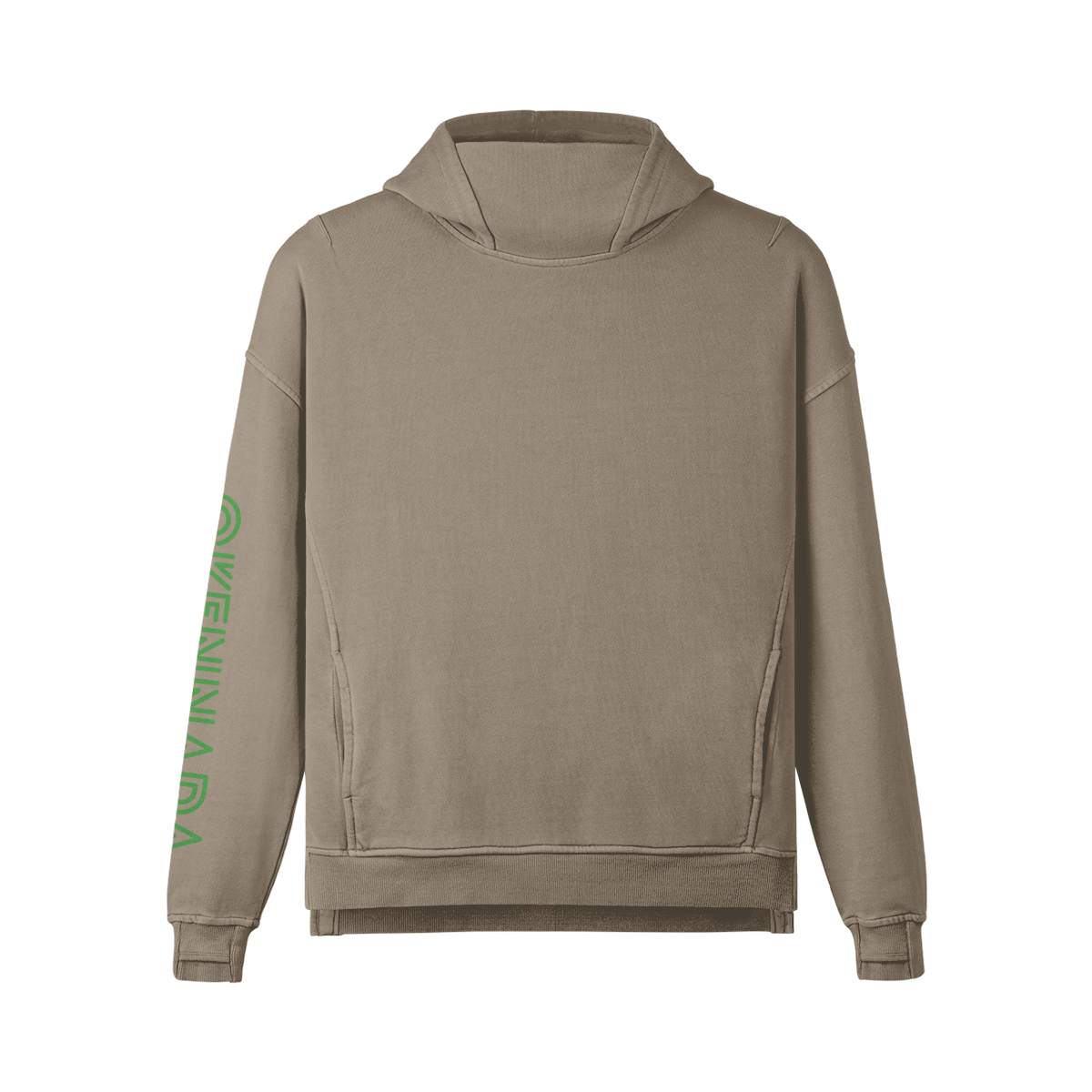 OKENNADA "Urban Explorer" Washed Turtleneck Hoodie  Khaki S Green