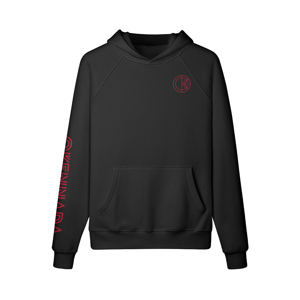 OKENNADA "Heavyweight Champ" Fleece-lined Hoodie  Black S Red