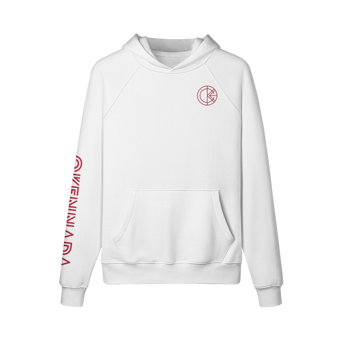 OKENNADA "Heavyweight Champ" Fleece-lined Hoodie  White S Red