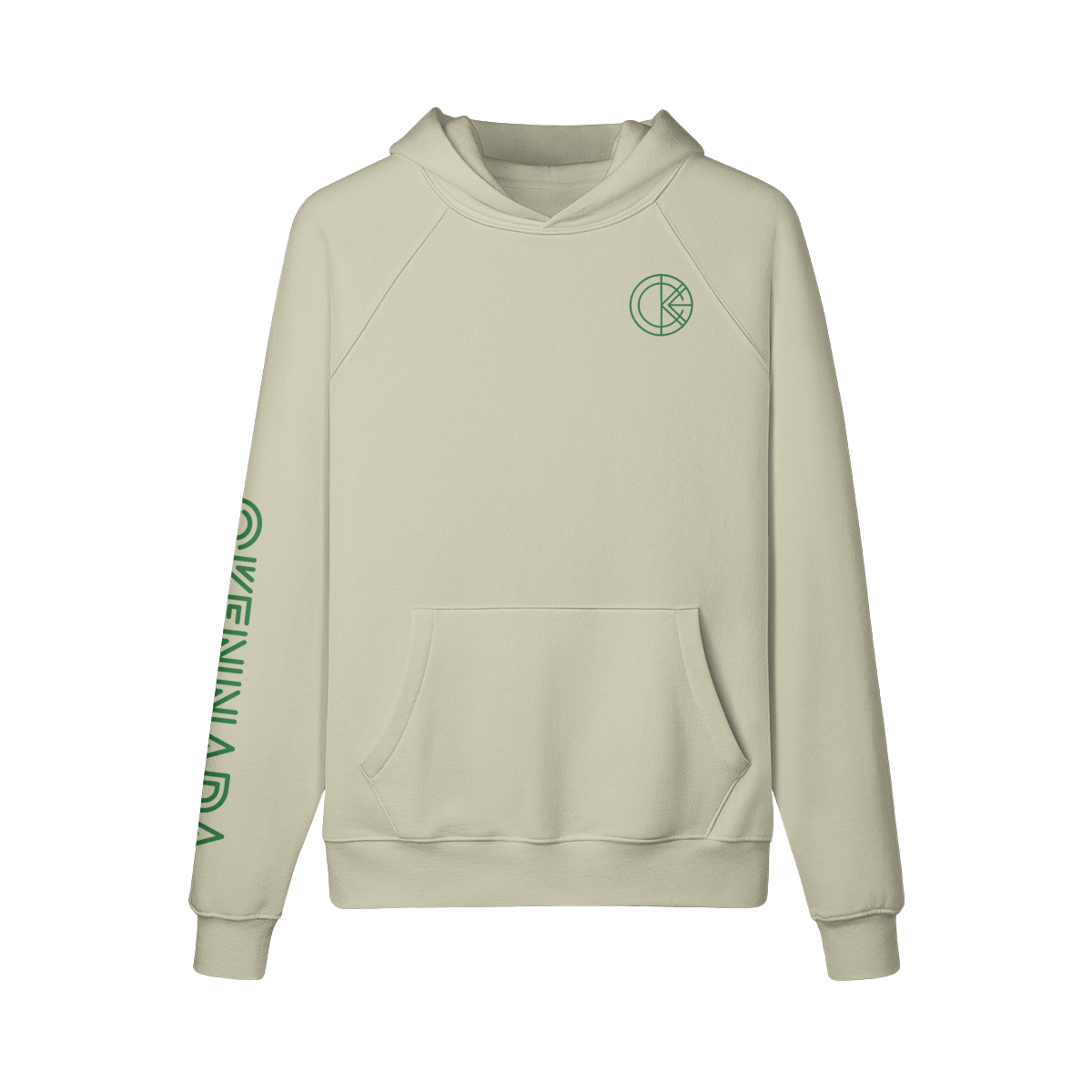 OKENNADA "Heavyweight Champ" Fleece-lined Hoodie  Camel S Green