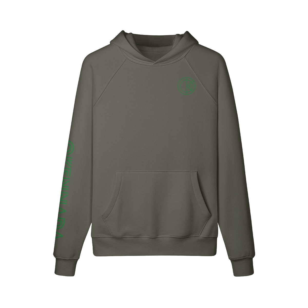 OKENNADA "Heavyweight Champ" Fleece-lined Hoodie  Charcoal Grey S Green