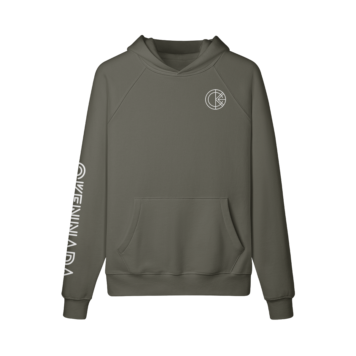 OKENNADA "Heavyweight Champ" Fleece-lined Hoodie  Charcoal Grey S White