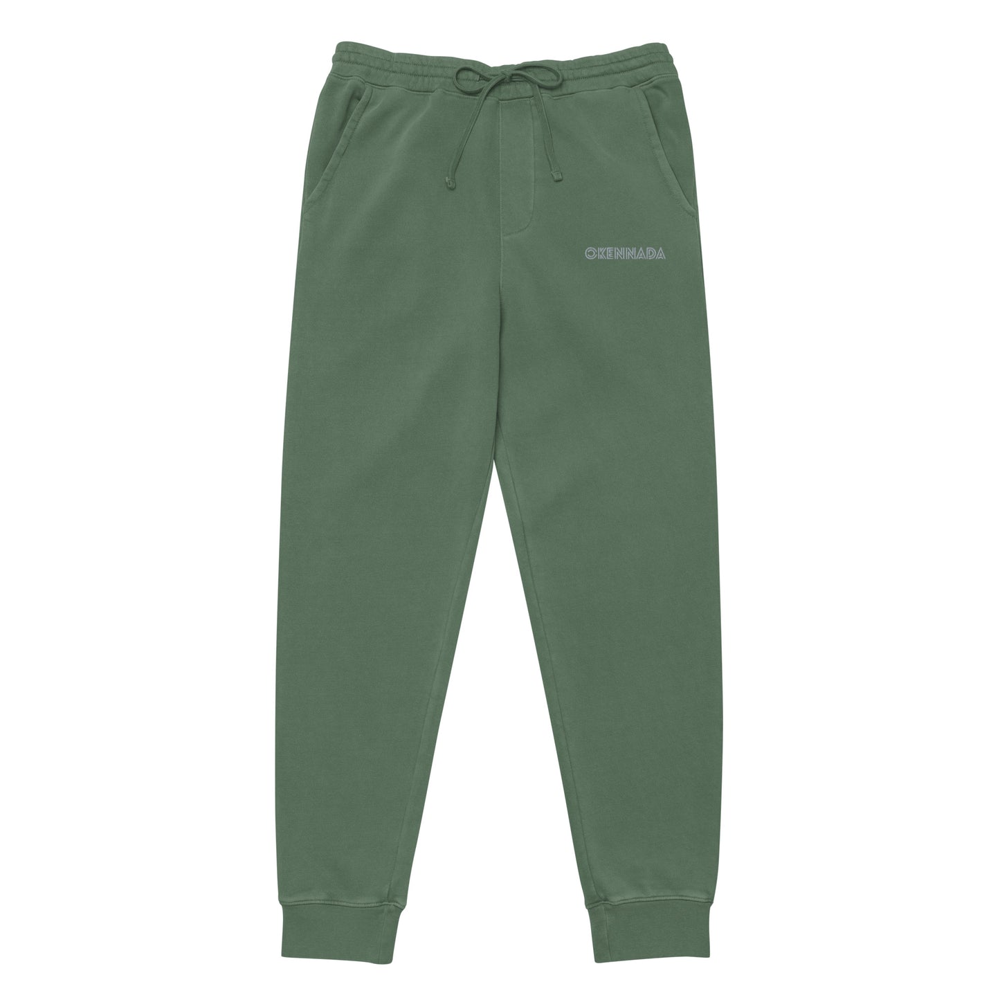 OKENNADA "Signature Style" Premium Embroidered Pigment-Dyed Sweatpants  Pigment Alpine Green S 