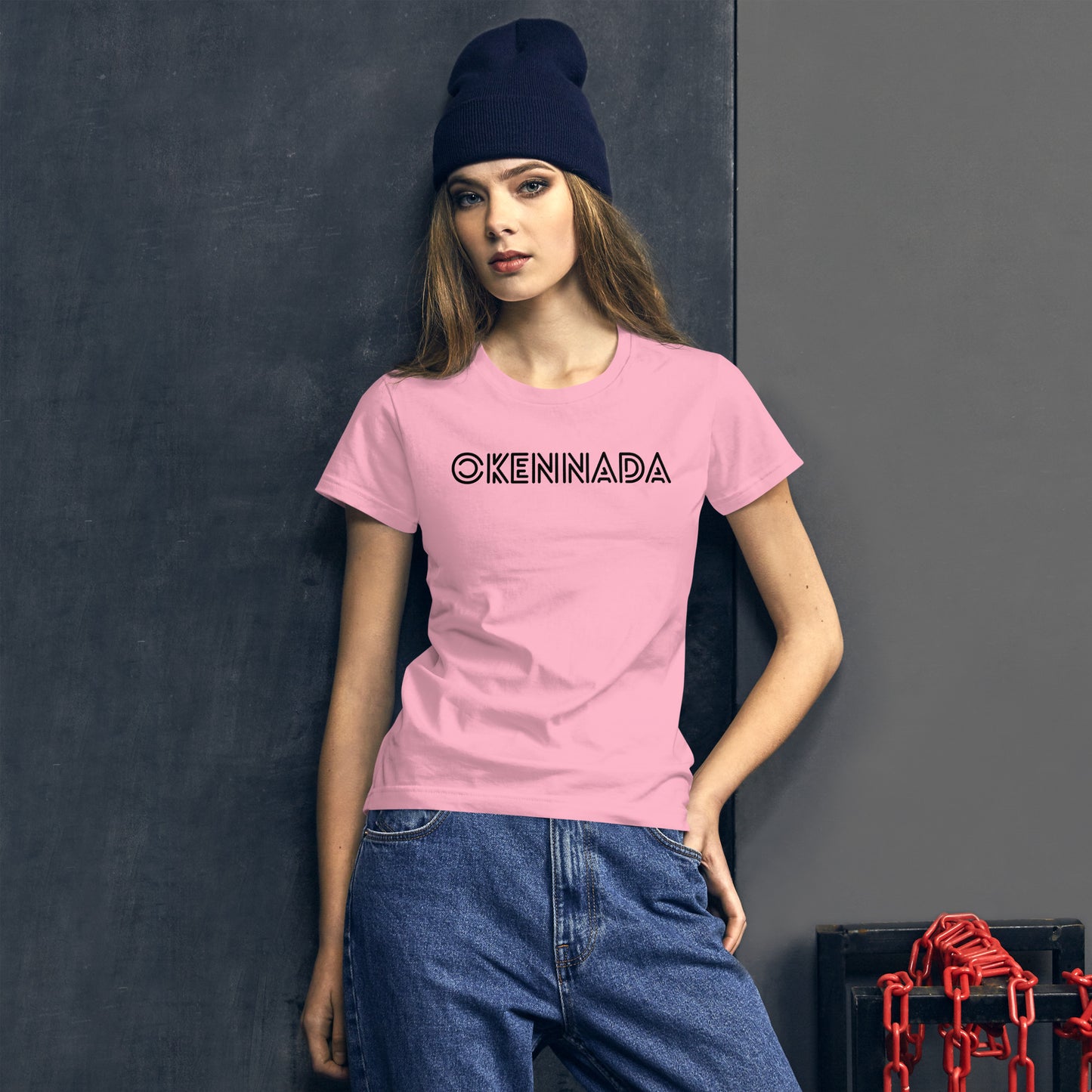 OKENNADA "Style & Soul" Women's Fitted Tee  Charity Pink S 