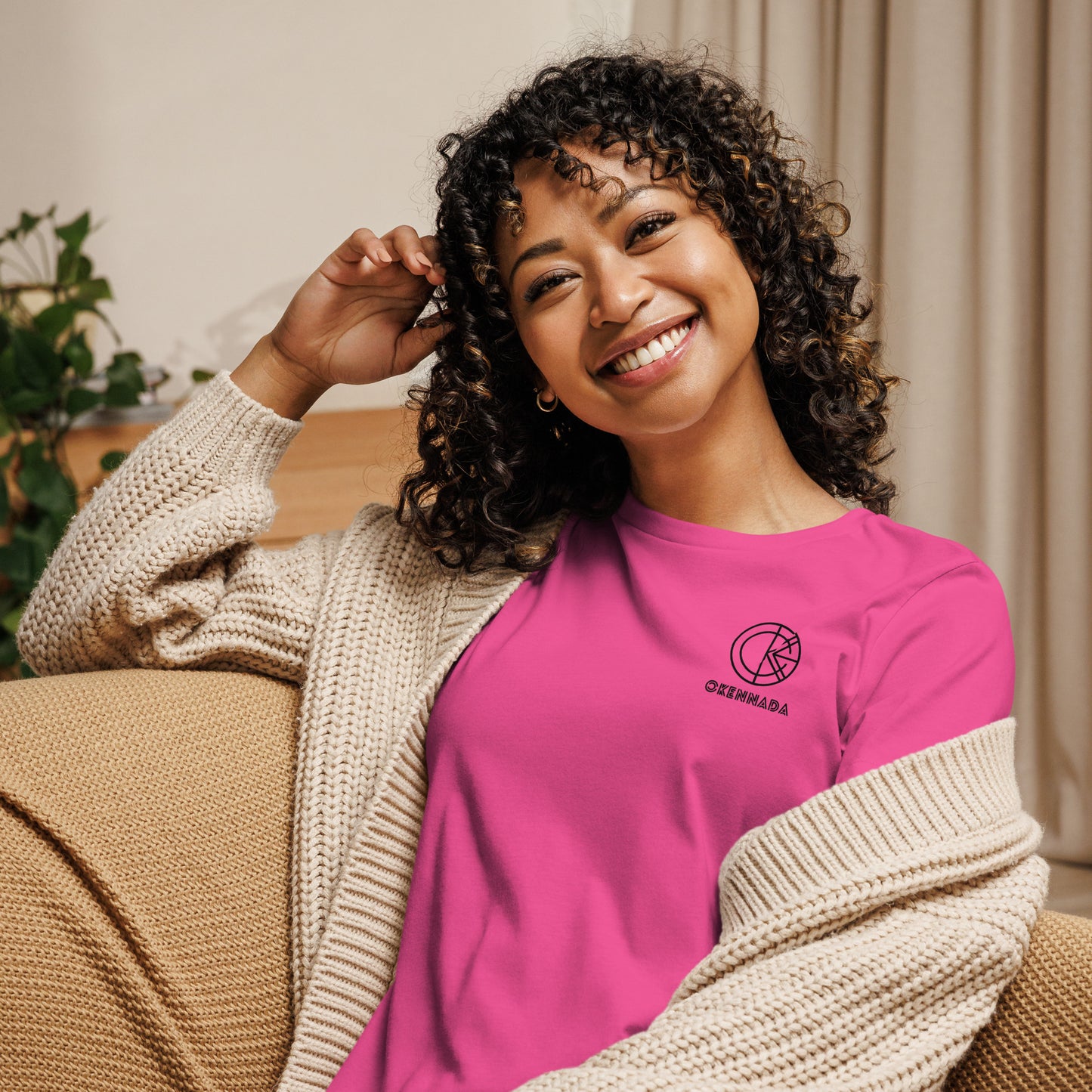OKENNADA "Effortless Everyday" Women's Relaxed Tee  Berry S 